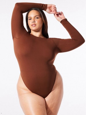 Savage X Fenty Seamless Long-Sleeve Teddy Brune | PB2107638