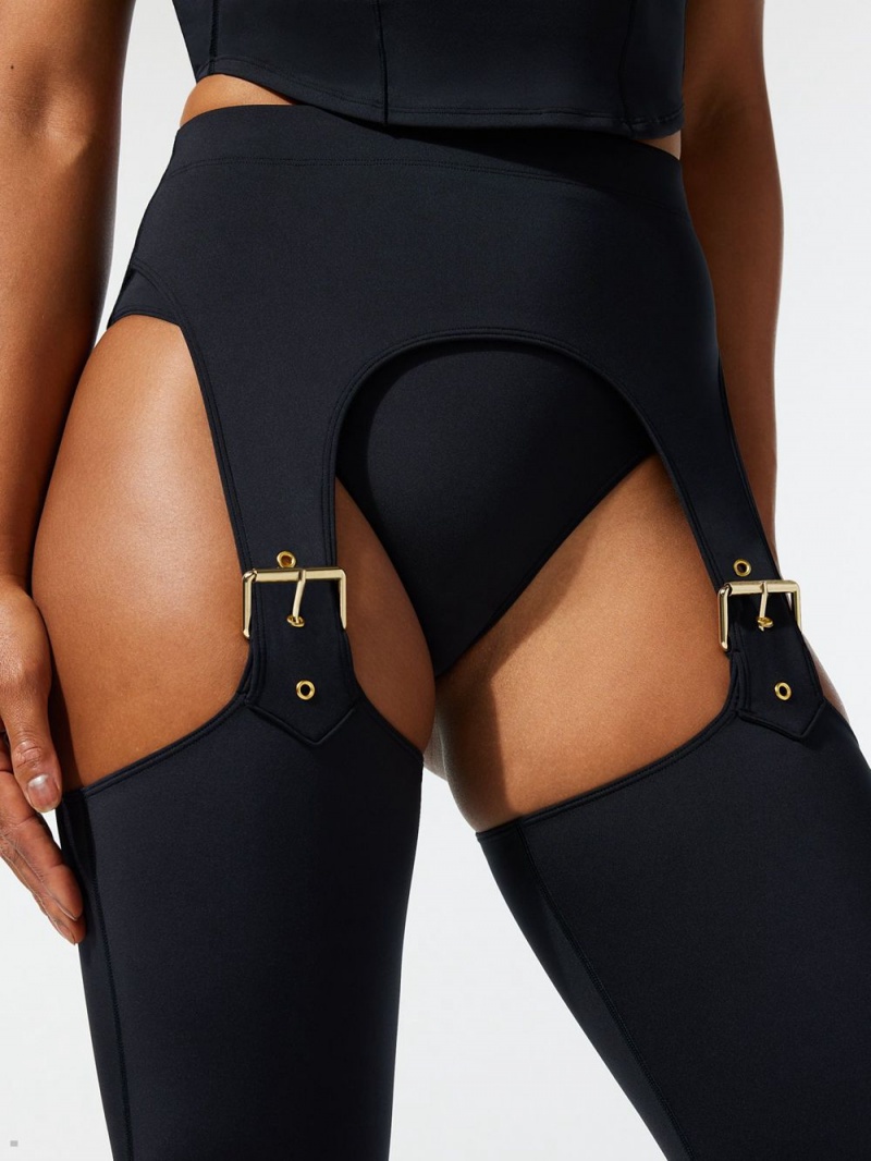 Savage X Fenty Body Flaunt Přezkou Garter Sort | FM1460528