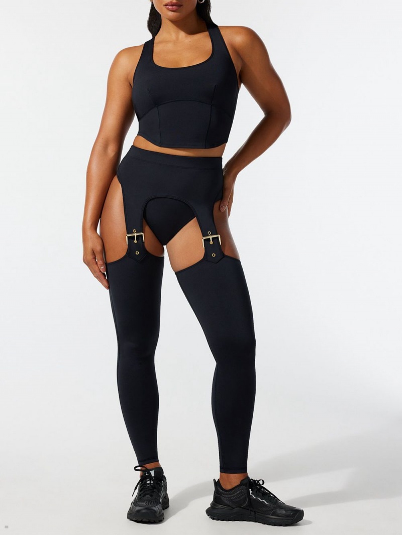 Savage X Fenty Body Flaunt Přezkou Garter Sort | FM1460528