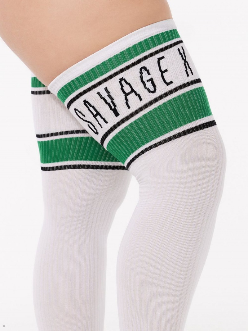 Savage X Fenty Classix Thigh-High Hvide Grøn | GT9786531