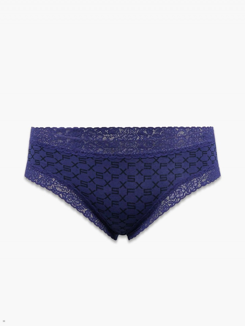 Savage X Fenty Cotton Essentials Lace-Trim Mørkeblå | CH8241750