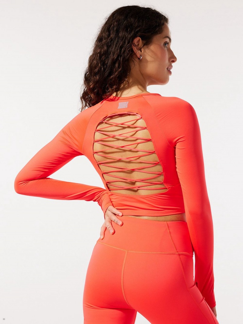 Savage X Fenty Lace Up Open-Back Long-Sleeve Rød | RB7658923