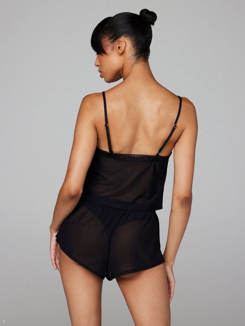 Savage X Fenty Logo-Trim Mesh Sleep Cami Sort | MB6790132