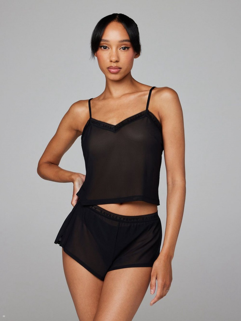 Savage X Fenty Logo-Trim Mesh Sleep Cami Sort | MB6790132