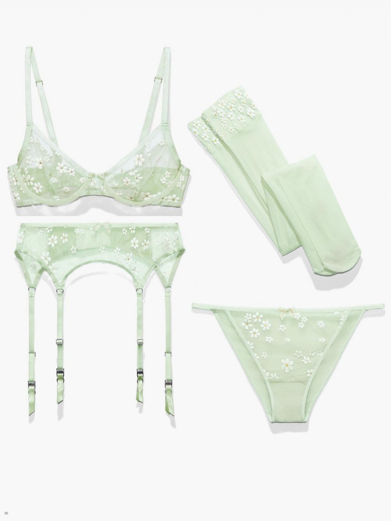 Savage X Fenty Puff Daisy 4-Piece Set Mintgrønne | UH7341952