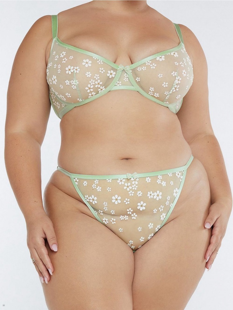 Savage X Fenty Puff Daisy String Mintgrønne | ZQ1456870