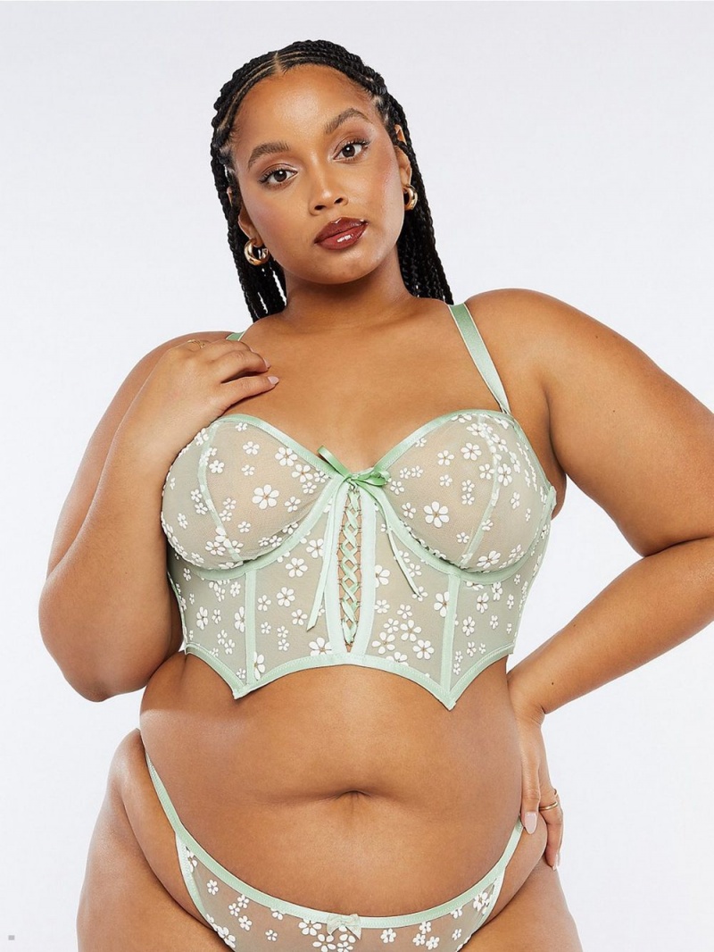 Savage X Fenty Puff Daisy Unlined Bustier Mintgrønne | FH0498621