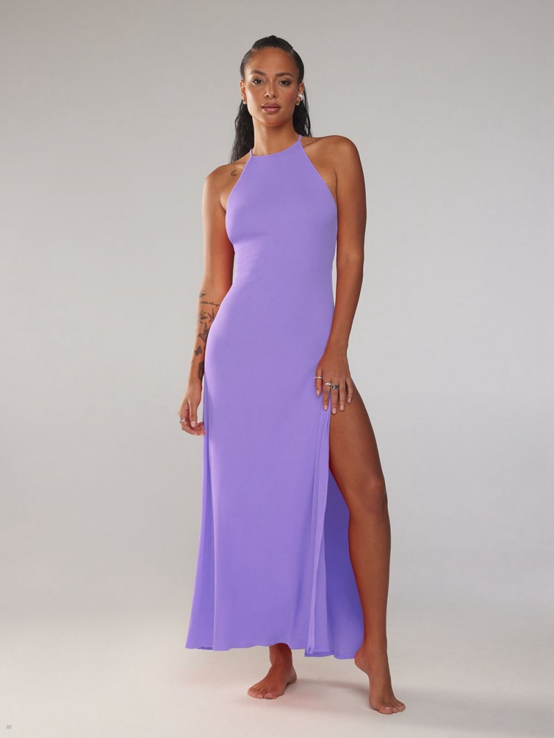 Savage X Fenty Rib Xssentials Maxi Slip Lilla | CK7281453