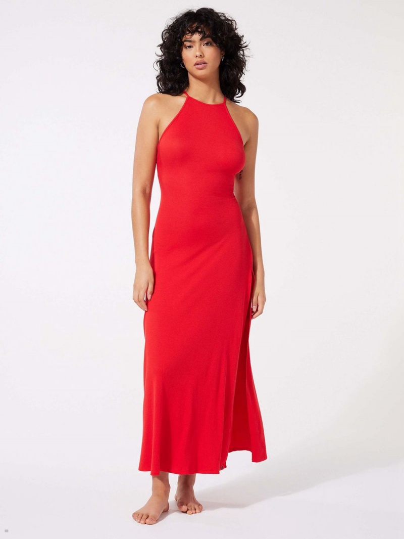 Savage X Fenty Rib Xssentials Maxi Slip Rød | MH5879624