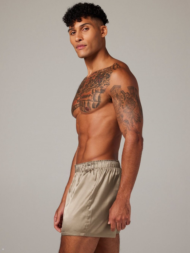 Savage X Fenty Satin Boxers Beige | EY6182409