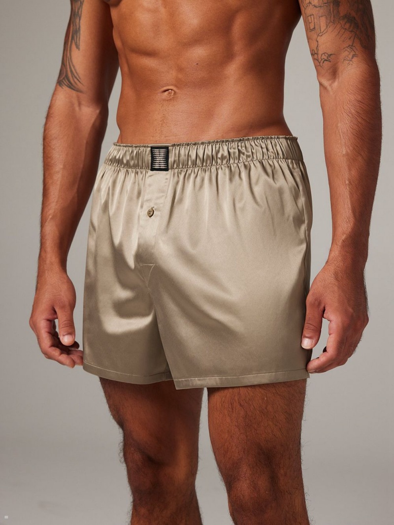 Savage X Fenty Satin Boxers Beige | EY6182409