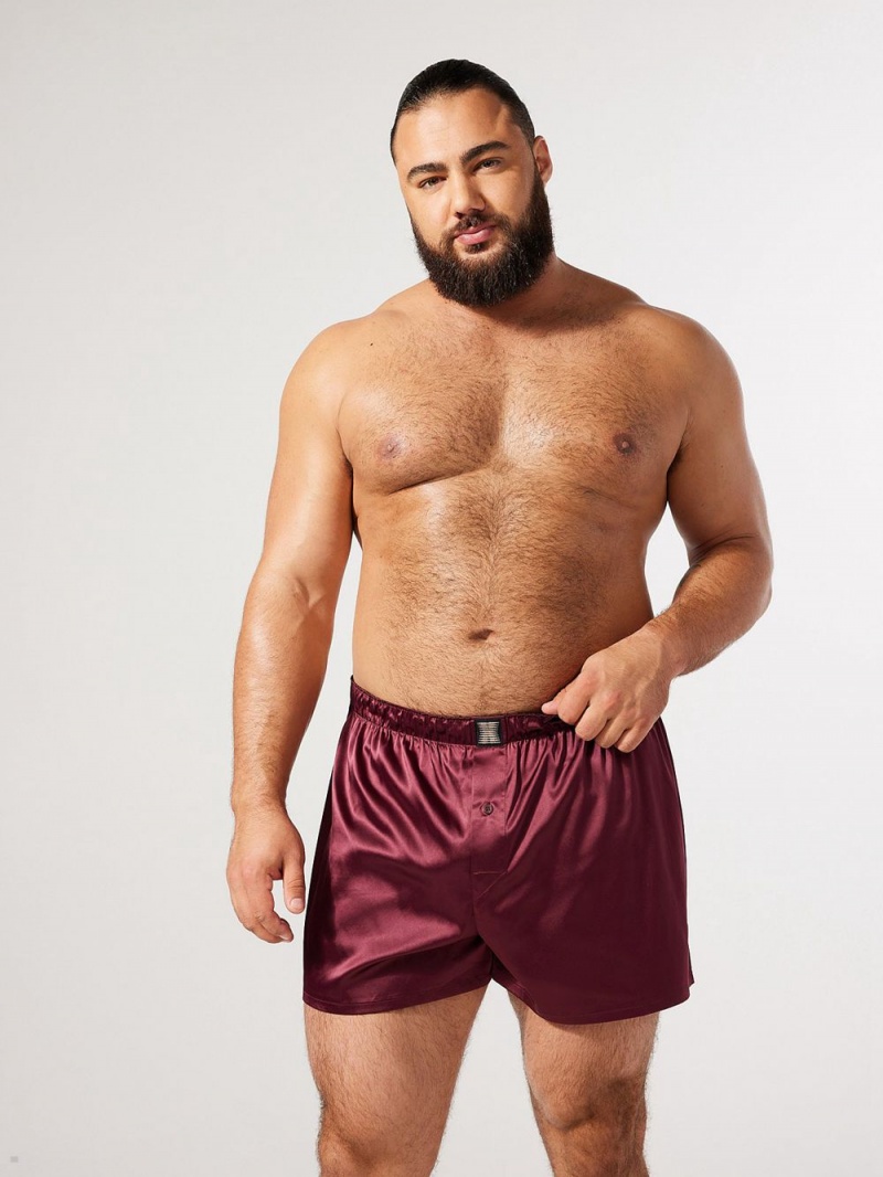 Savage X Fenty Satin Boxers Bordeaux | MO4350278