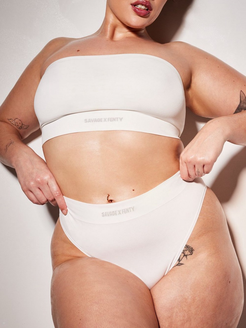 Savage X Fenty Seamless Bandeau Hvide | KG1403597