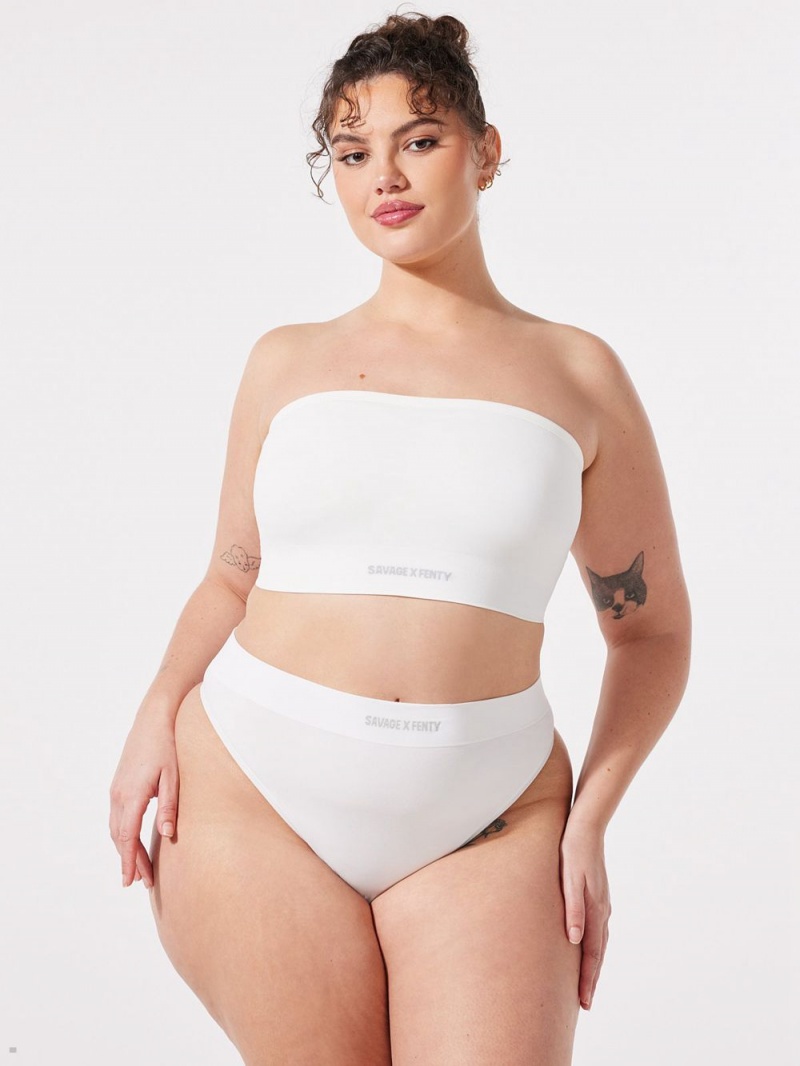 Savage X Fenty Seamless Bandeau Hvide | KG1403597