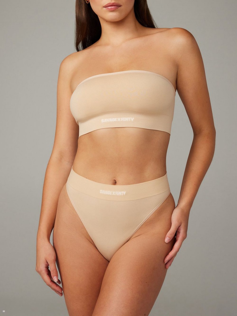 Savage X Fenty Seamless High-Talje Beige | KE4287605