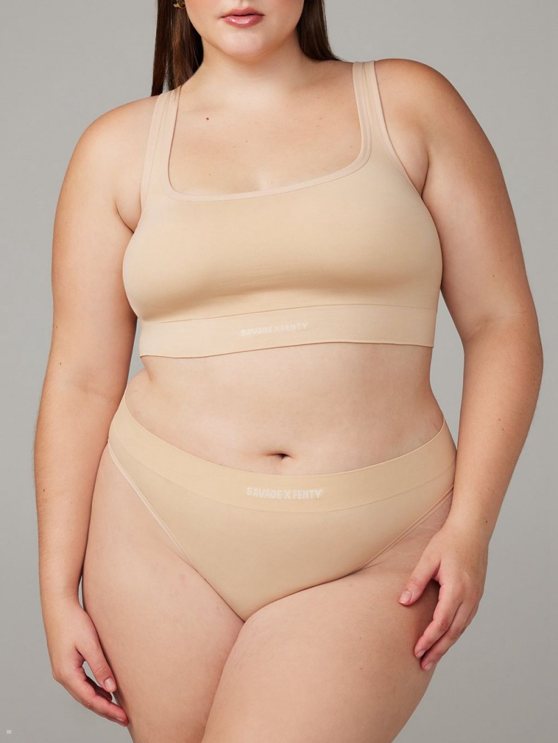 Savage X Fenty Seamless High-Talje Beige | EX7564312