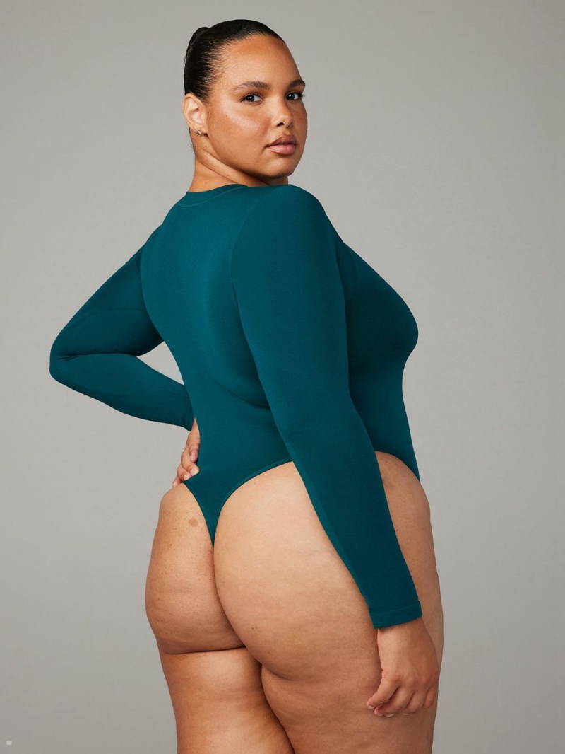 Savage X Fenty Seamless Long-Sleeve Teddy Grøn | GC4918032