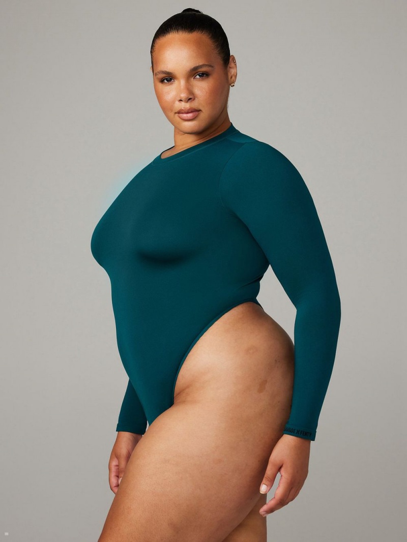 Savage X Fenty Seamless Long-Sleeve Teddy Grøn | GC4918032