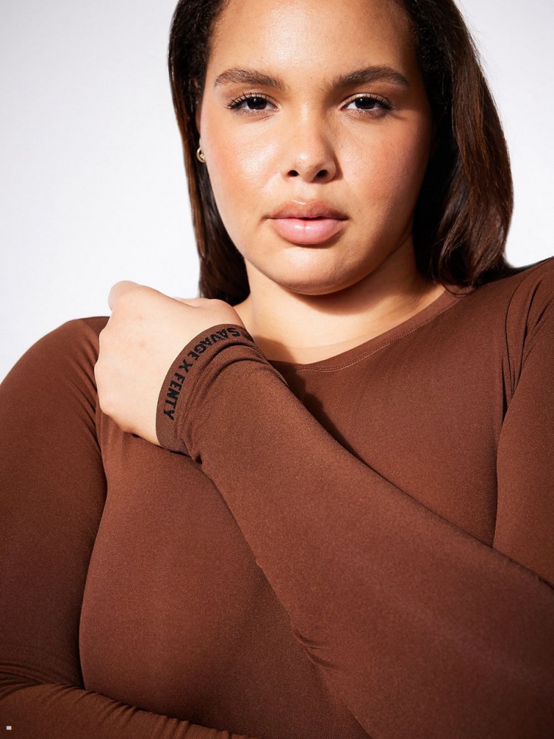 Savage X Fenty Seamless Long-Sleeve Teddy Brune | PB2107638