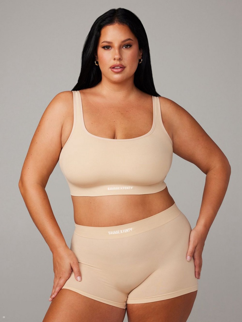 Savage X Fenty Seamless Scoop-Neck Beige | QY0562347