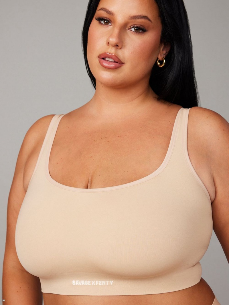 Savage X Fenty Seamless Scoop-Neck Beige | QY0562347