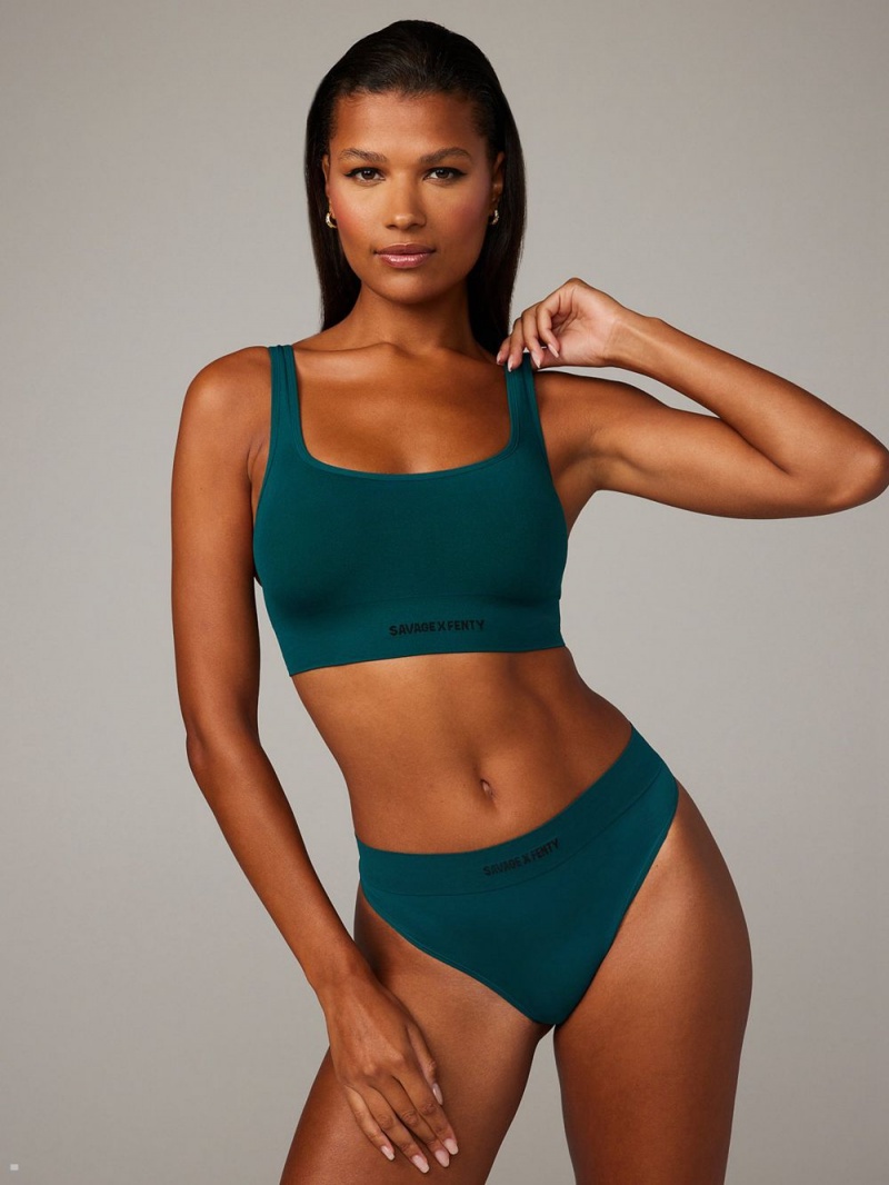 Savage X Fenty Seamless Scoop-Neck Grøn | YG8514097