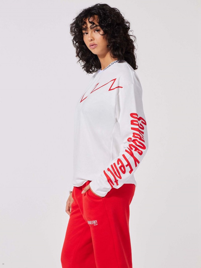 Savage X Fenty Sexties Grafisk Long-Sleeve Hvide | FK8075324