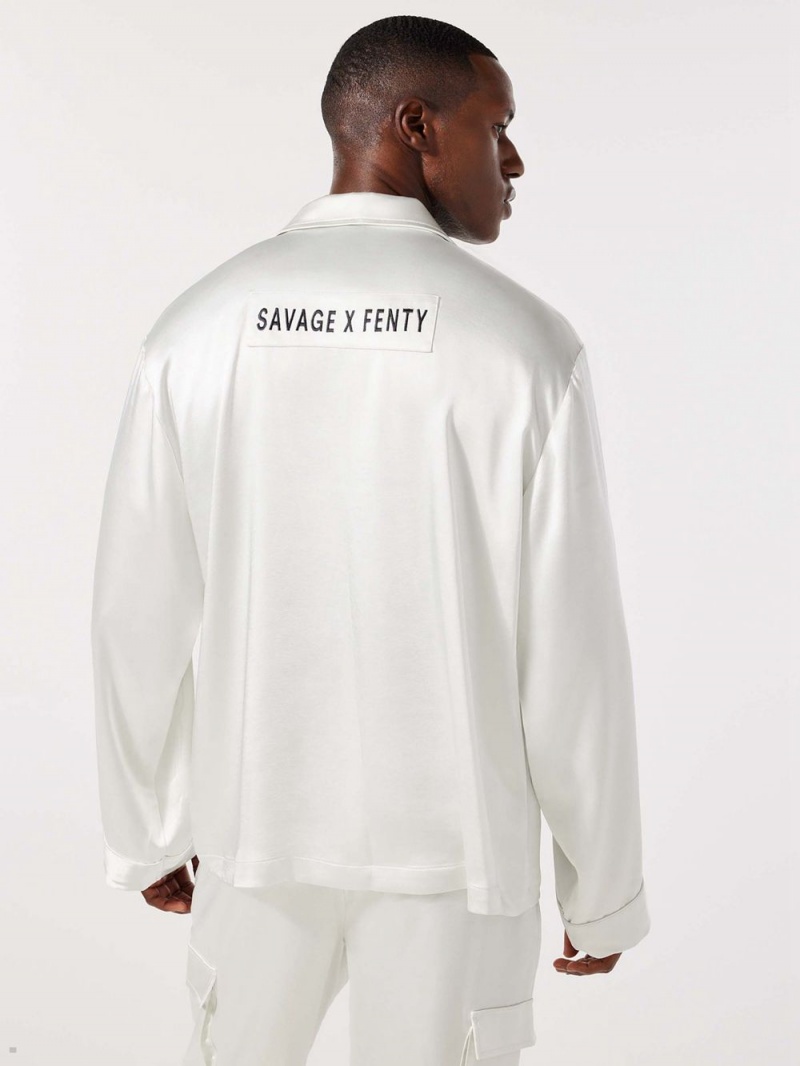 Savage X Fenty Sexties Satin Sleep Hvide | ZL0689152