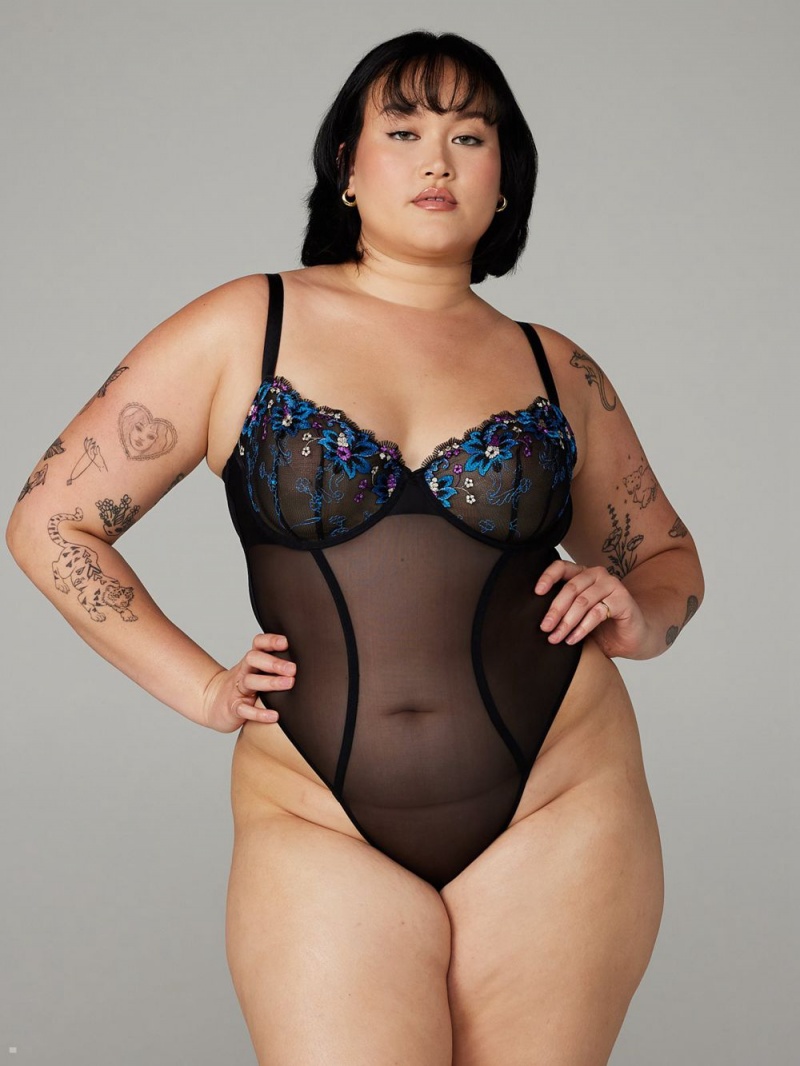 Savage X Fenty Wallflower Underwire Teddy Sort | FJ9687014