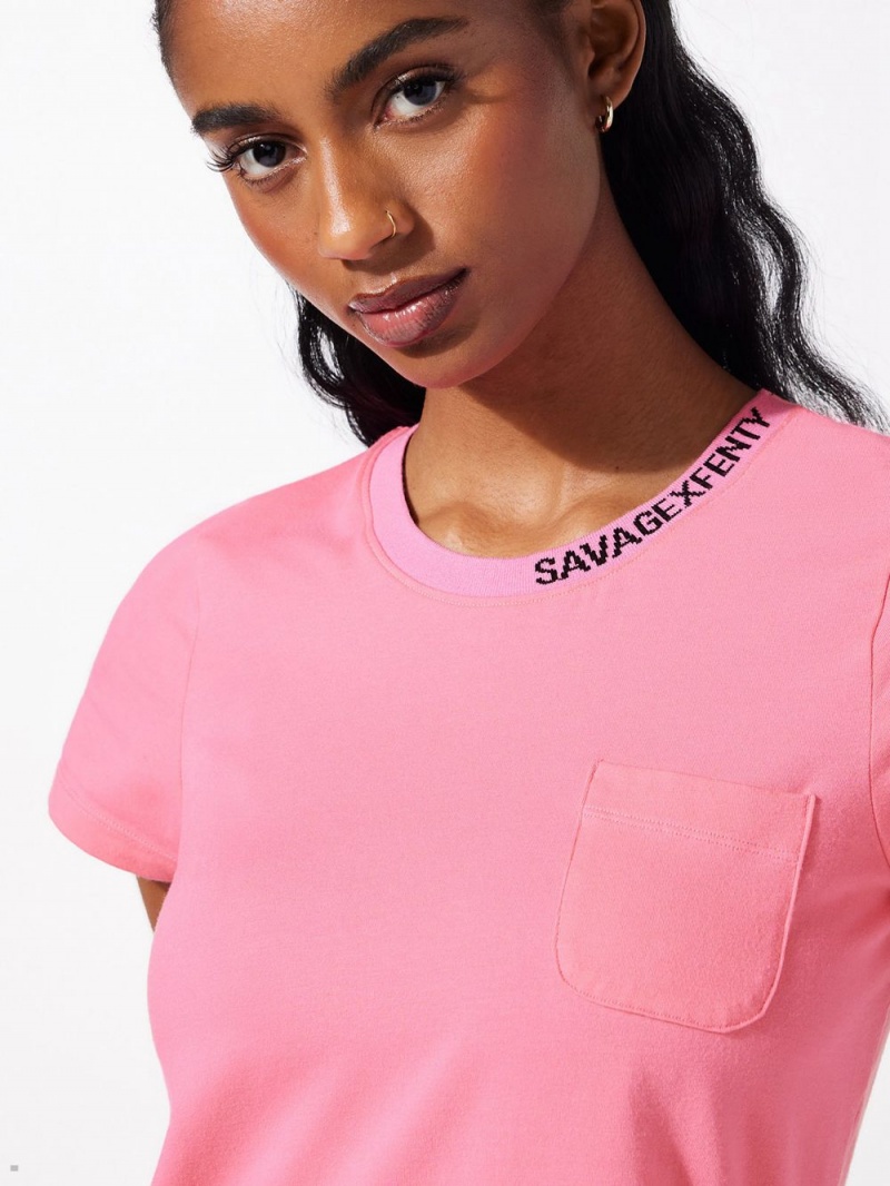 Savage X Fenty Xssential Baby Tee Lyserød | CD7619532