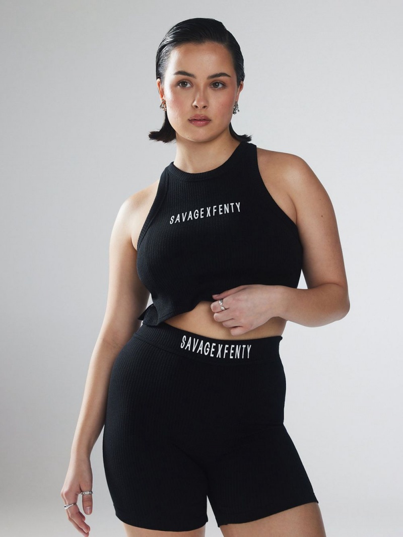 Savage X Fenty Xssential Heavy Rib Cropped Logo Sort | ZO3278510