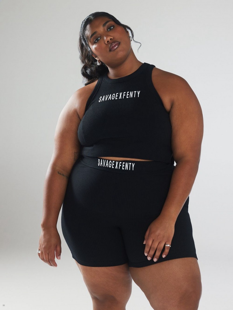 Savage X Fenty Xssential Heavy Rib Cropped Logo Sort | SP9416270