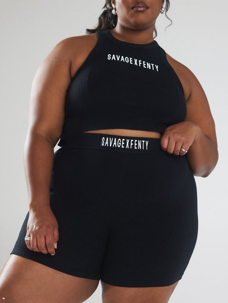 Savage X Fenty Xssential Heavy Rib Logo Bike Sort | QK0374561