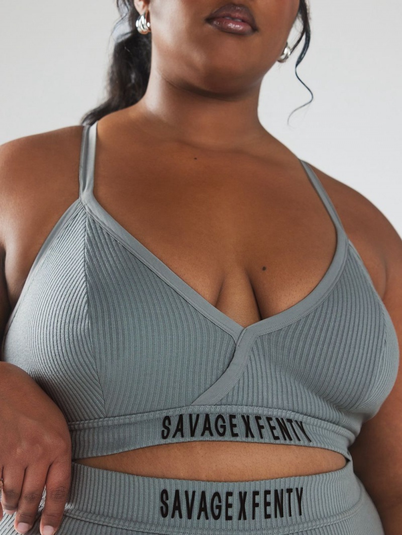 Savage X Fenty Xssential Heavy Rib Logo Dyb Grå | VF4203817